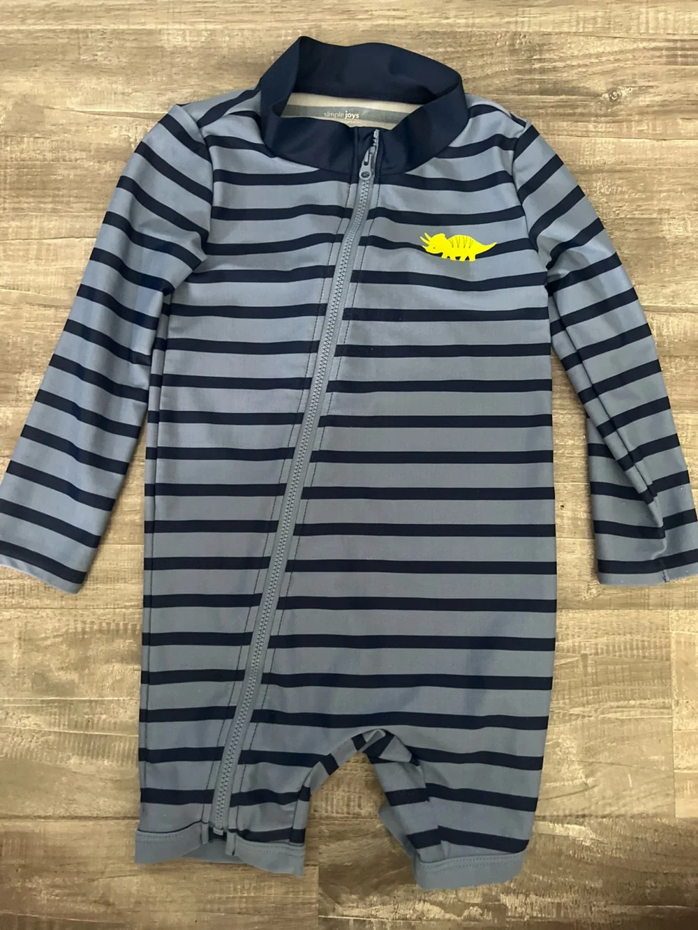 Blue Striped and Ocean Print Rash Guard One Pieces